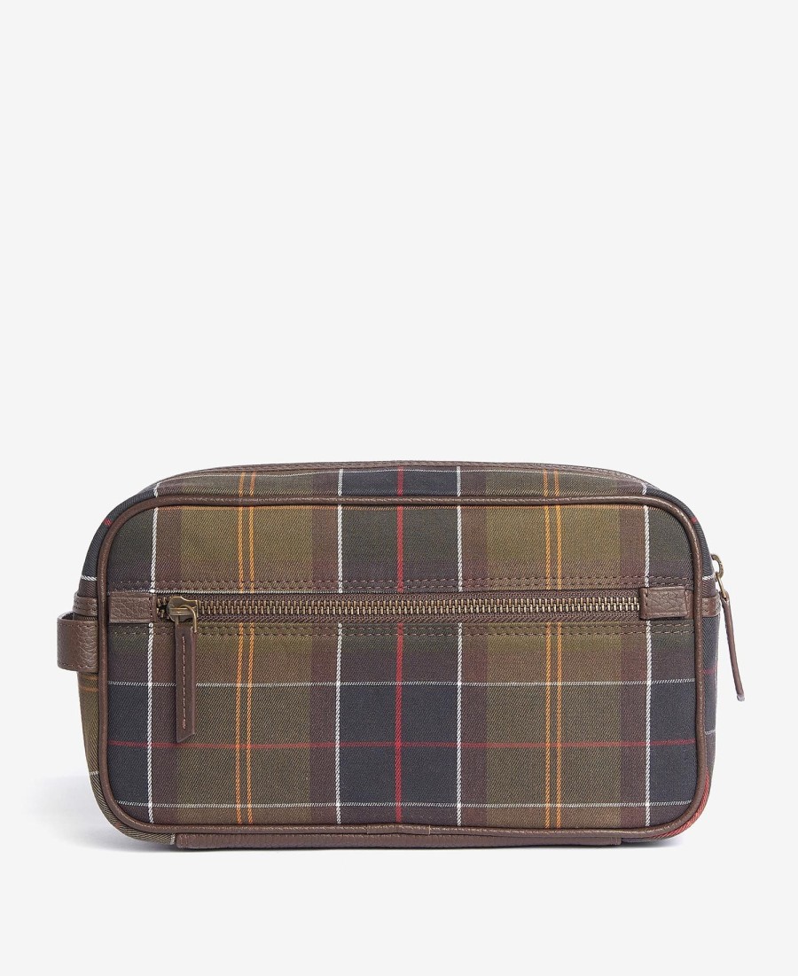 saco de roupa suja xadrez e couro