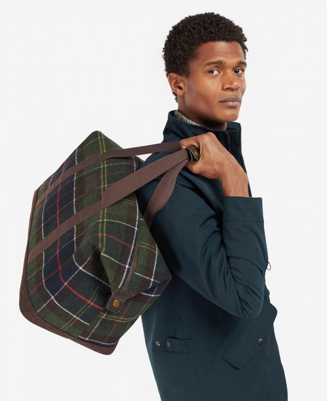 bolsa de viagem com estampa xadrez cree