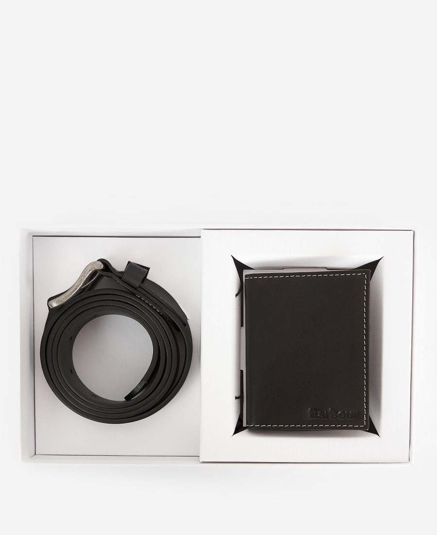 conjunto de presente com cinto de couro e pasta