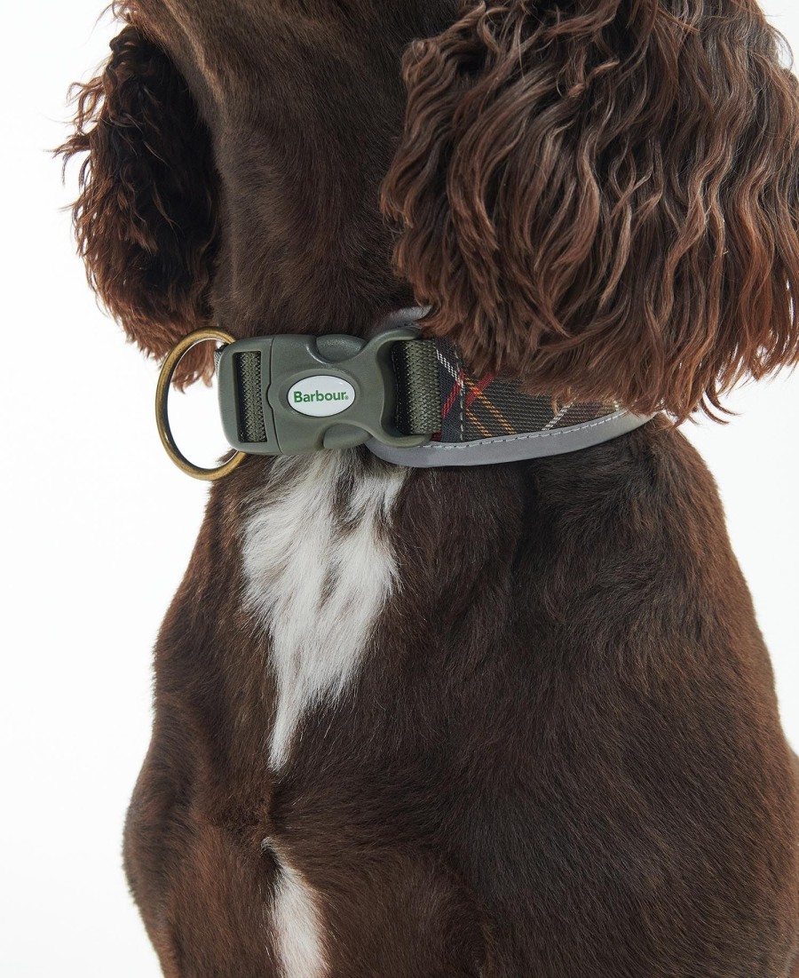 coleira refletora confortável para cães em tartan