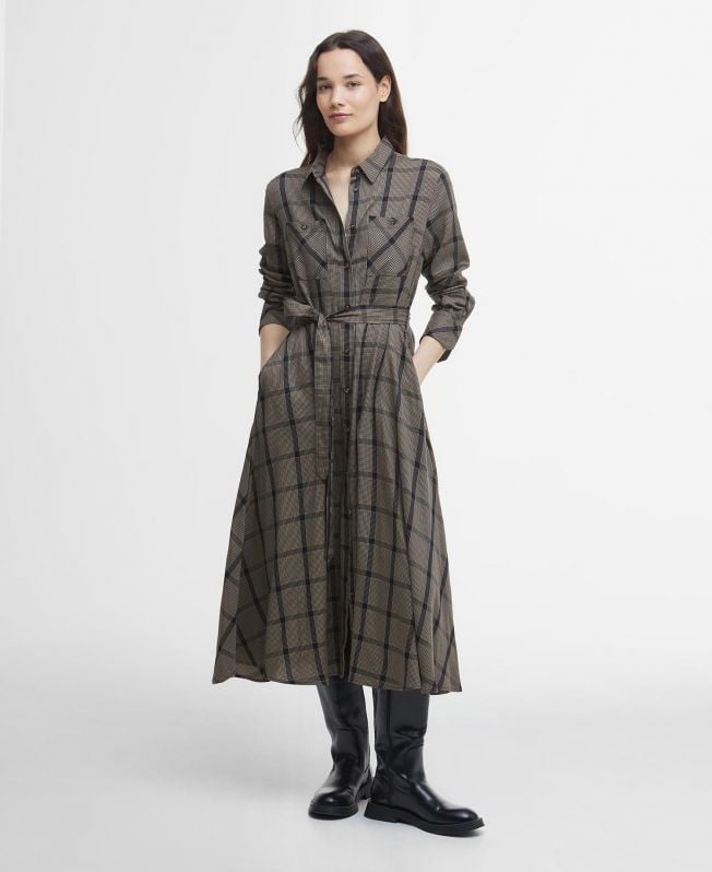 vestido midi xadrez claudia