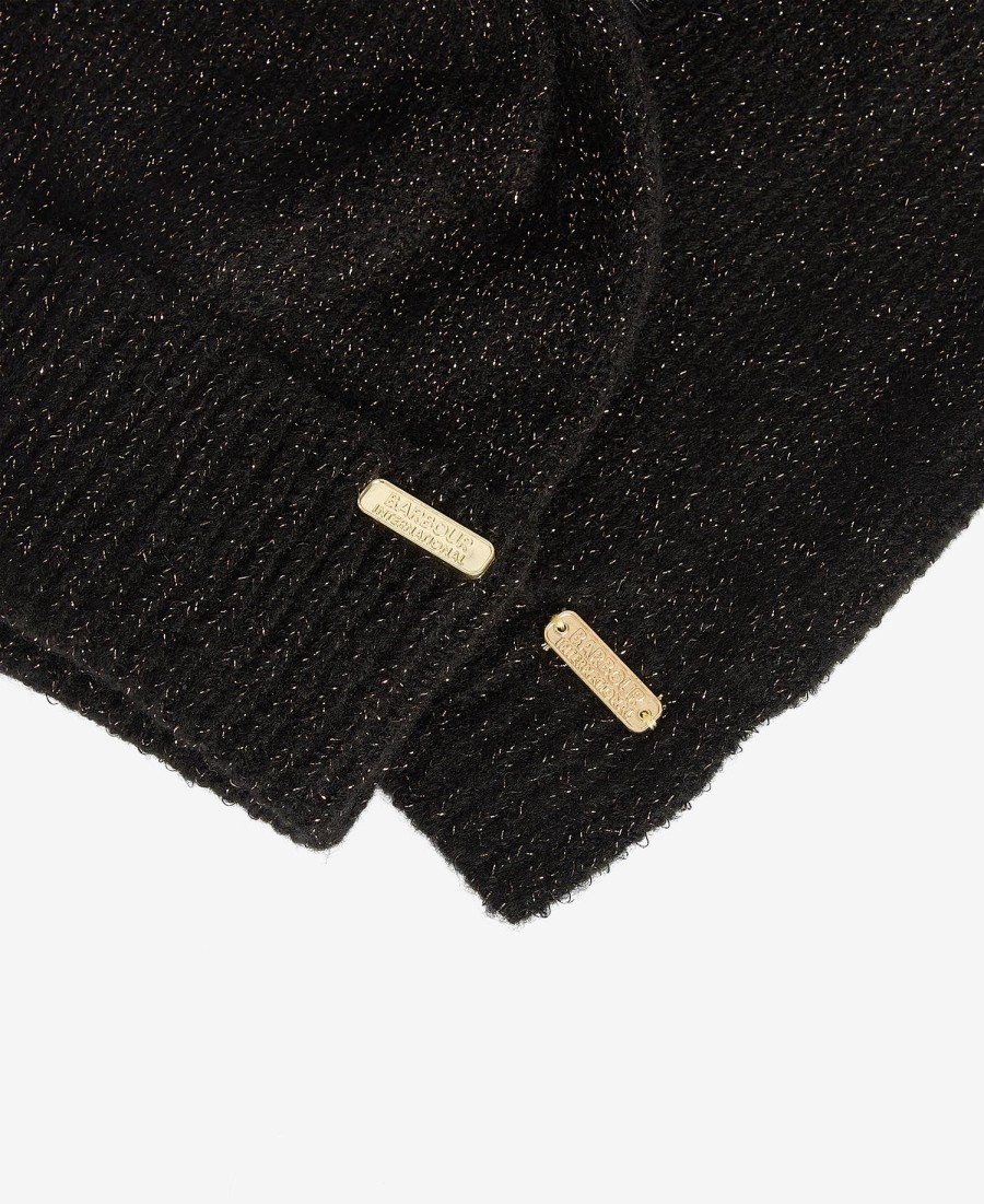 conjunto de presente com gorro e cachecol brilhantes