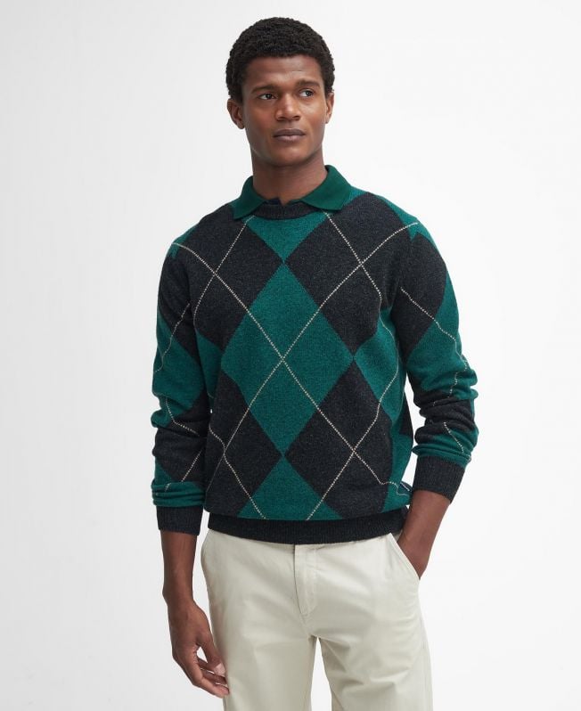 suéter sutherwell argyle com gola moldada