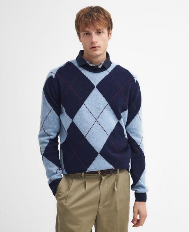suéter sutherwell argyle com gola moldada