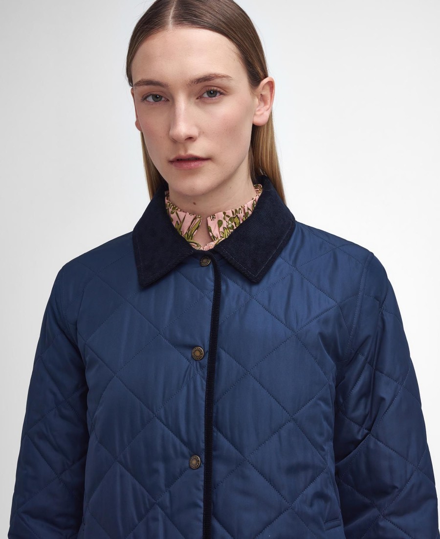 jaqueta acolchoada isabella da barbour x william morris gallery