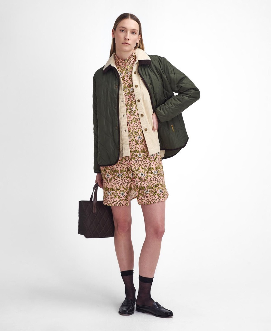jaqueta acolchoada isabella da barbour x william morris gallery