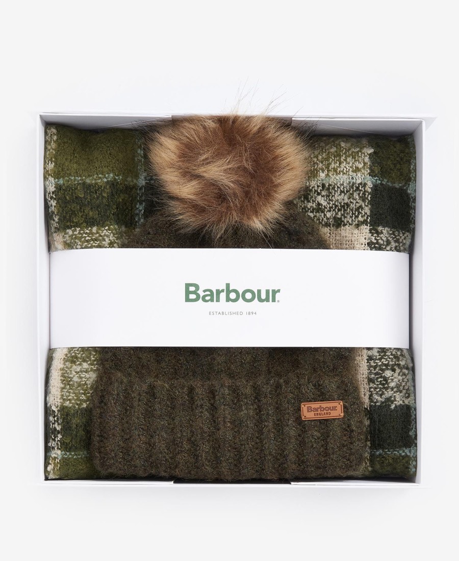 conjunto de presente saltburn com gorro e cachecol xadrez