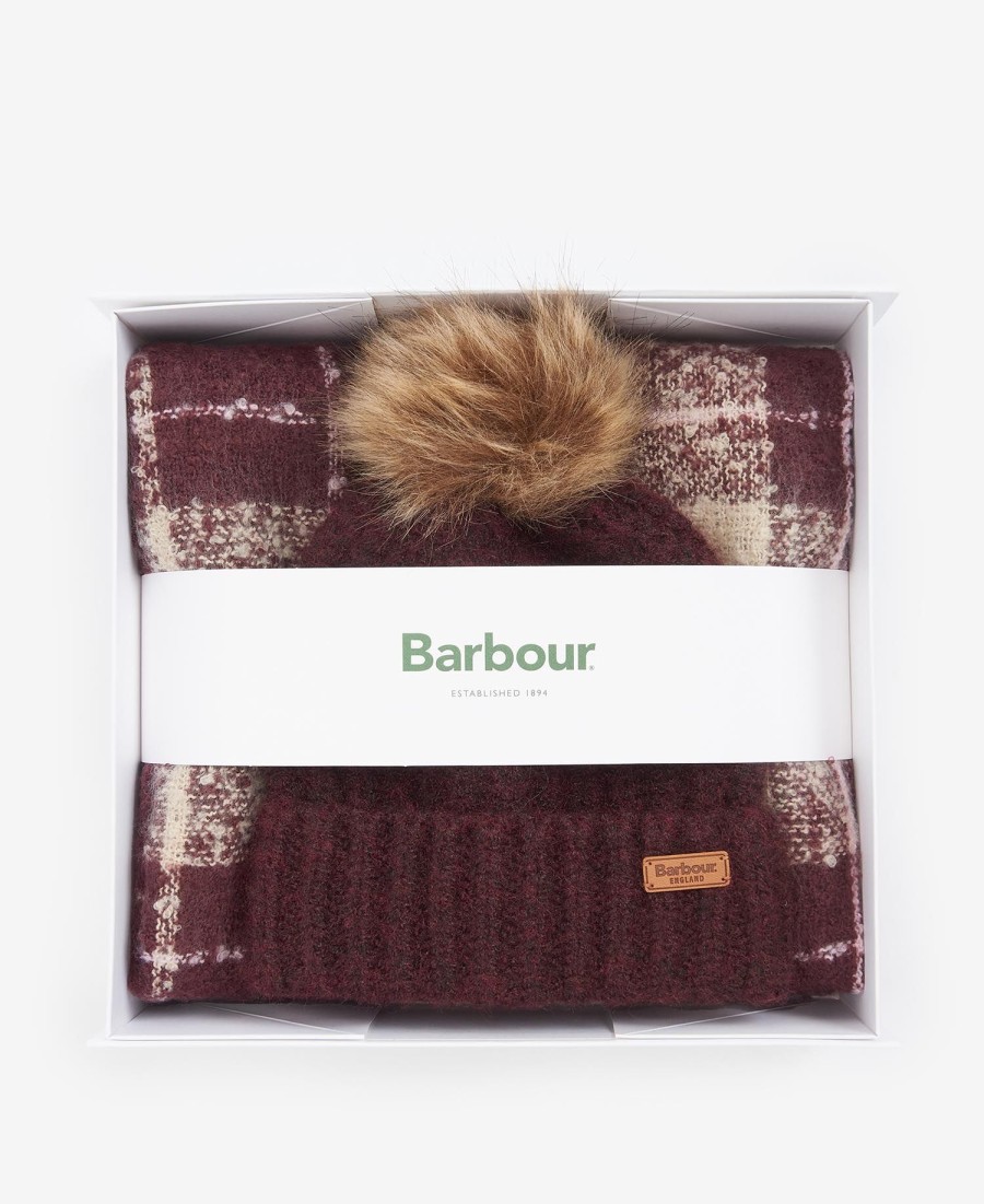conjunto de presente saltburn com gorro e cachecol xadrez