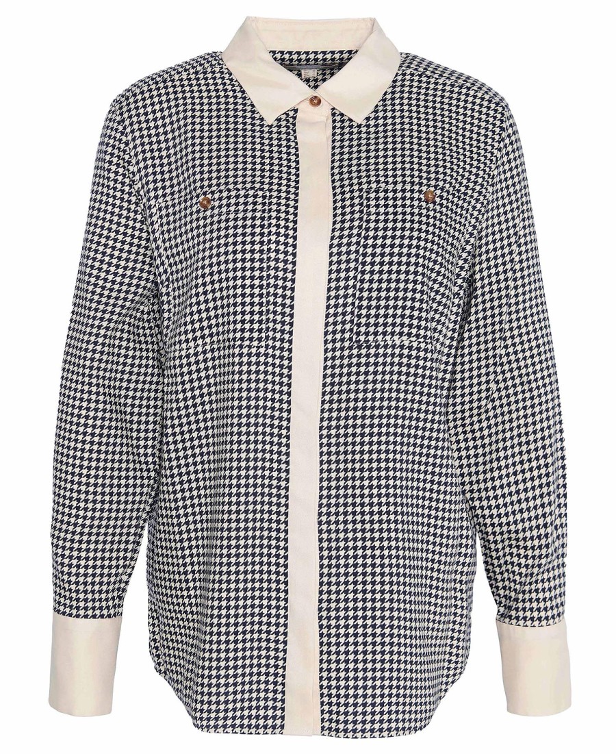camisa kathryn de manga comprida estampada