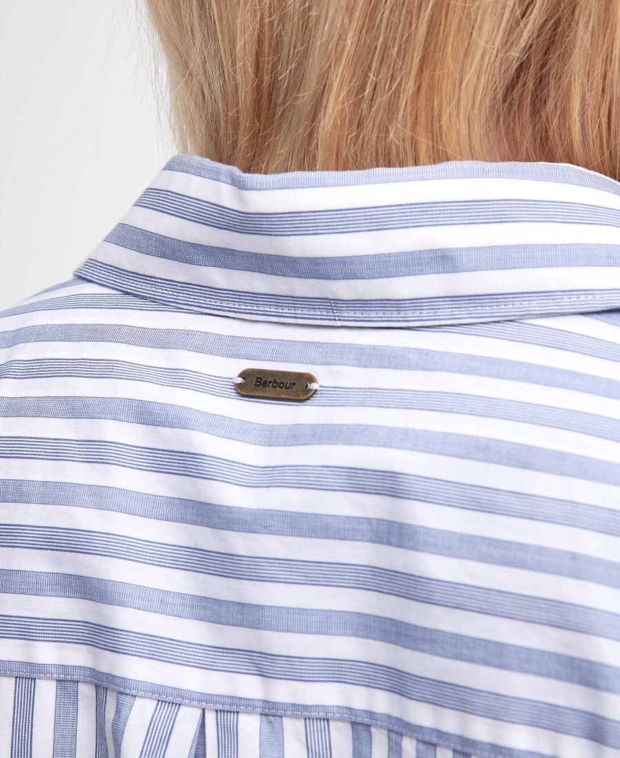 camisa violetta listrada de manga comprida