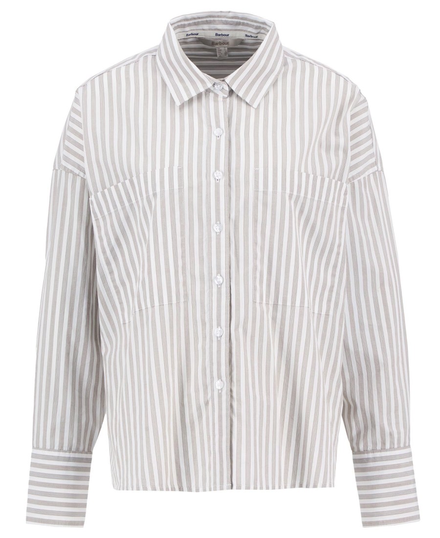camisa violetta listrada de manga comprida