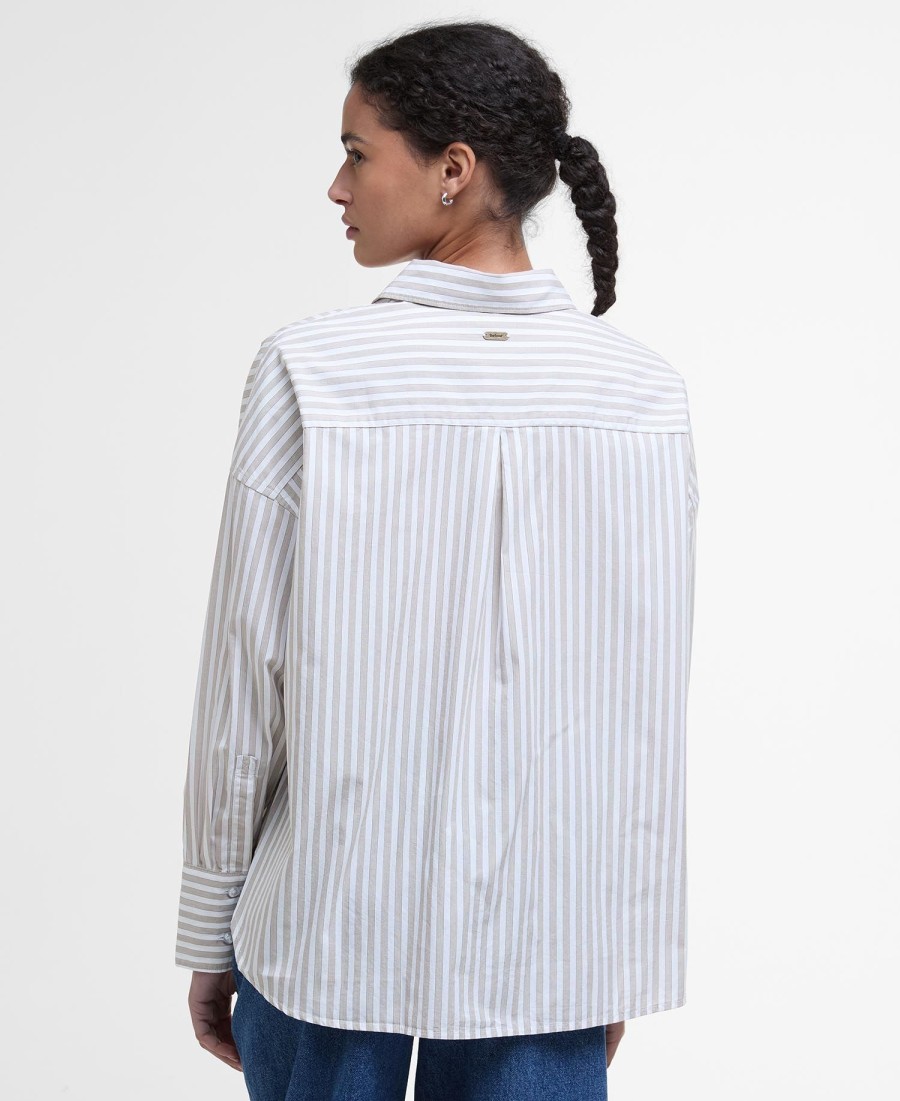 camisa violetta listrada de manga comprida