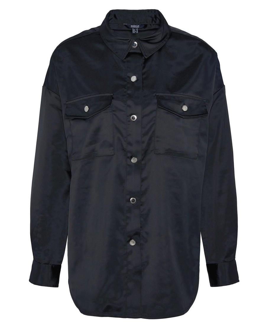 camisa de manga comprida della em cetim