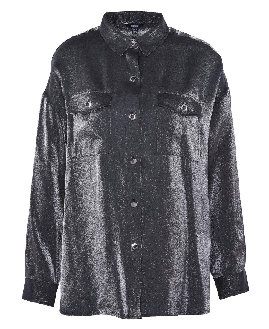 camisa de manga comprida della em cetim