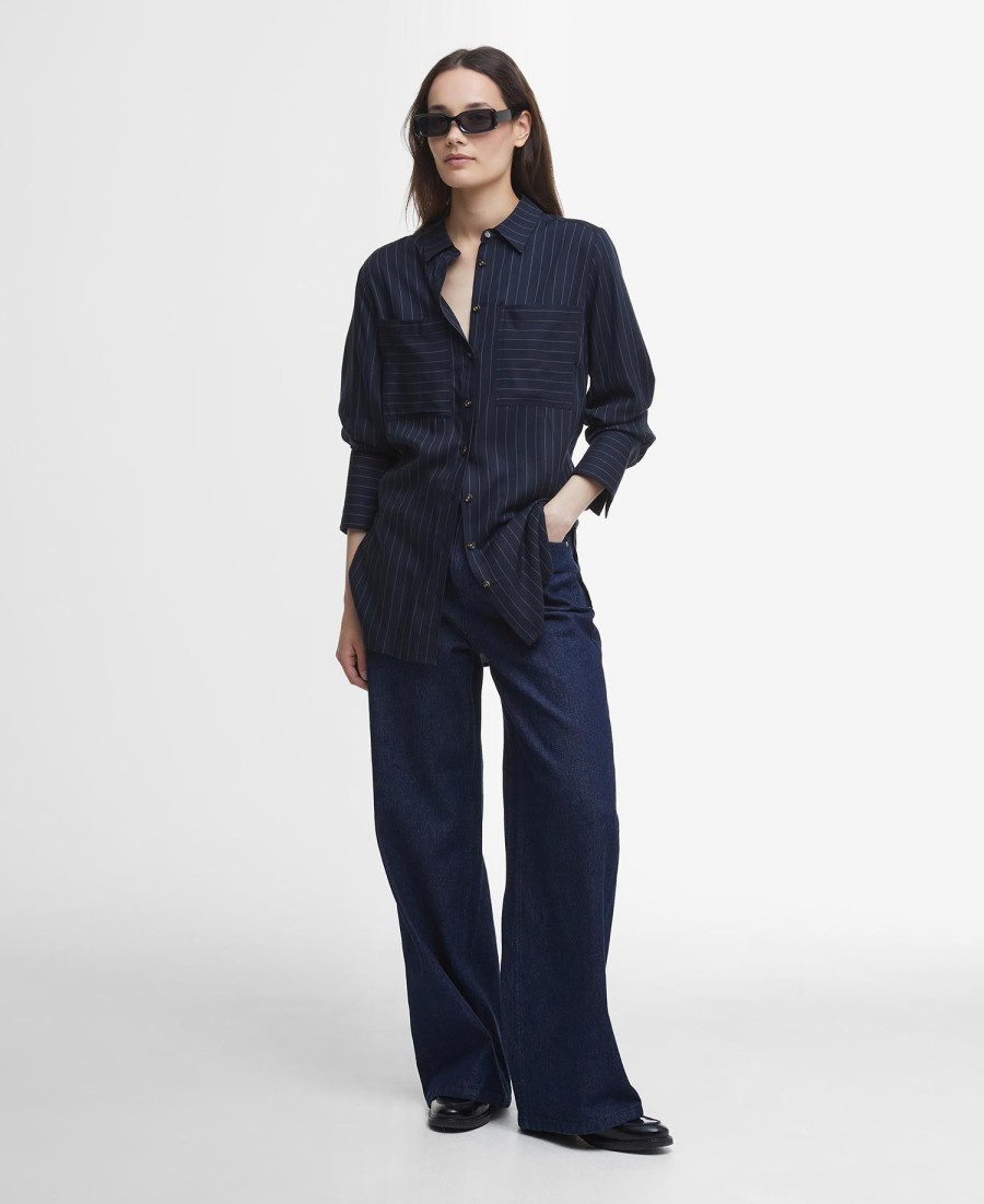 camisa carrie relaxed com risca de giz
