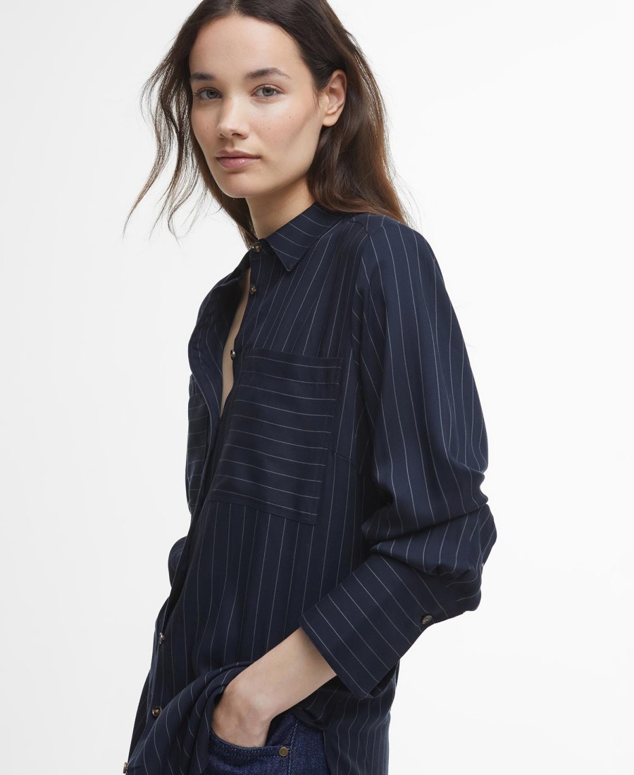 camisa carrie relaxed com risca de giz