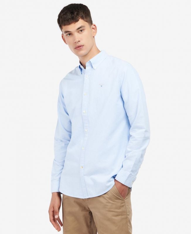 camisa oxford listrada de manga comprida