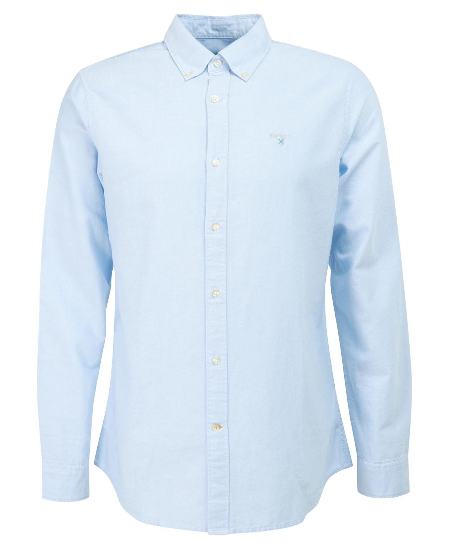 camisa oxford listrada de manga comprida