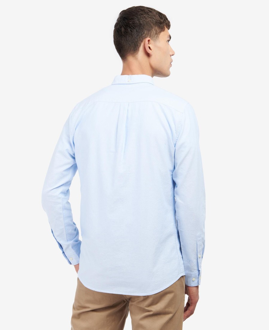 camisa oxford listrada de manga comprida
