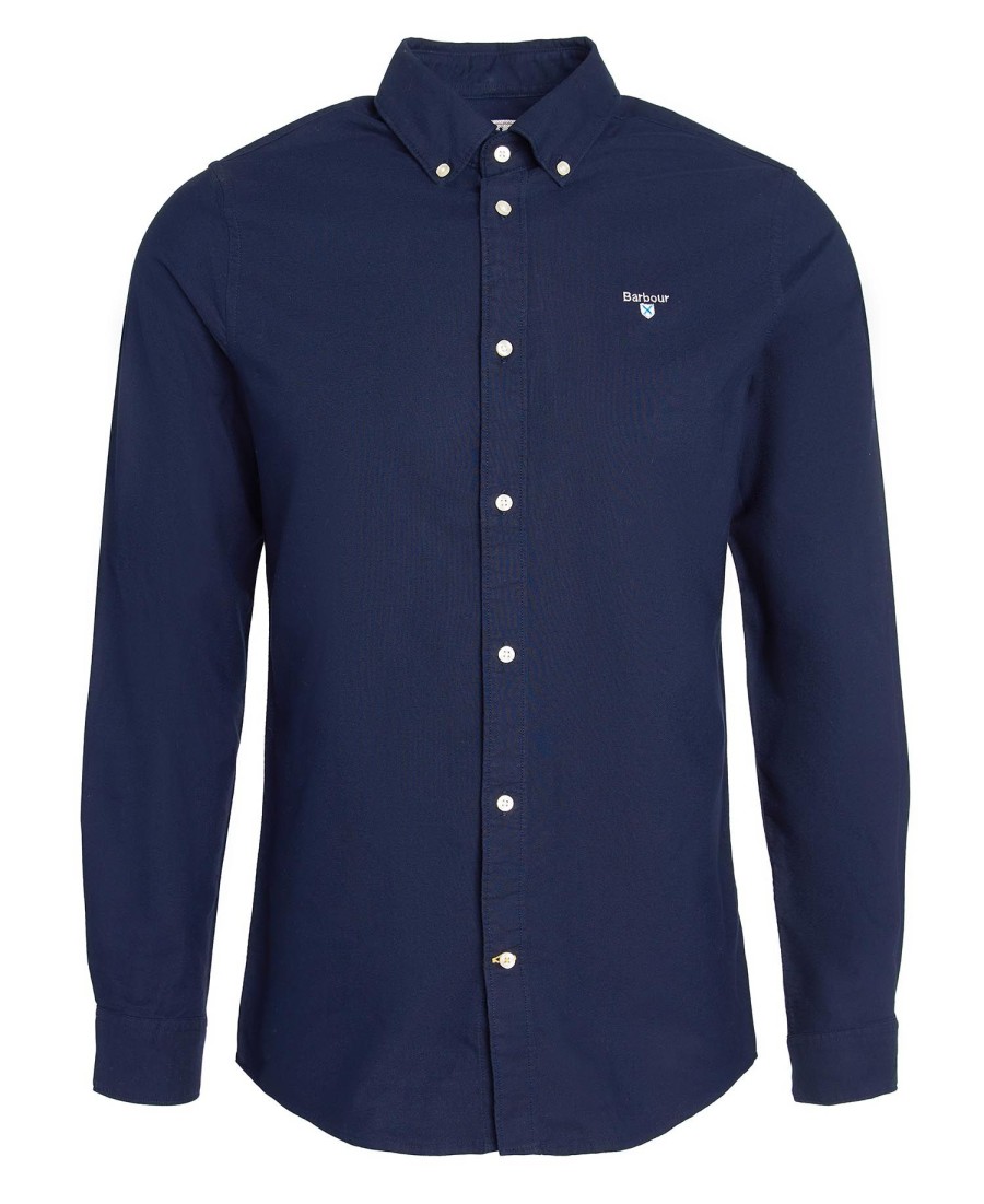camisa oxford listrada de manga comprida