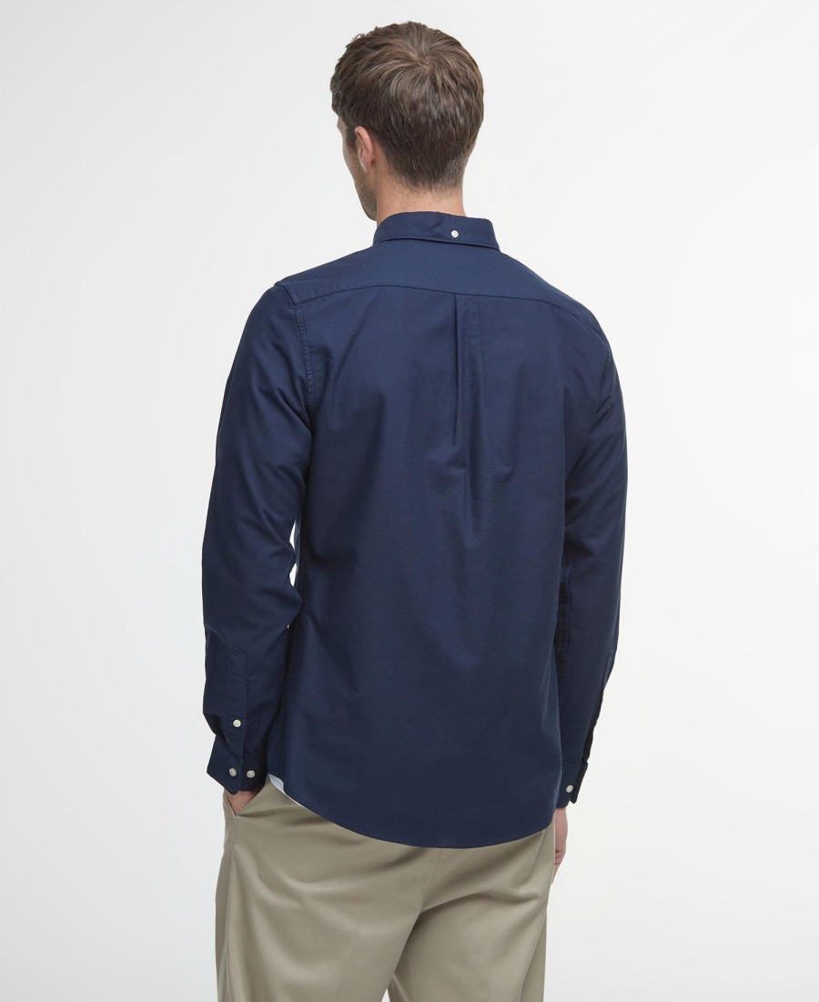 camisa oxford listrada de manga comprida