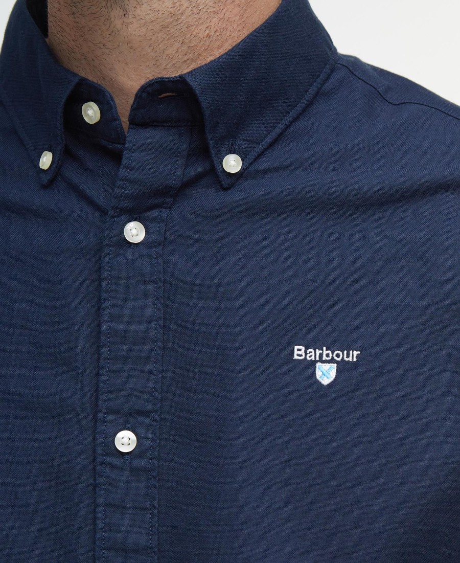 camisa oxford listrada de manga comprida