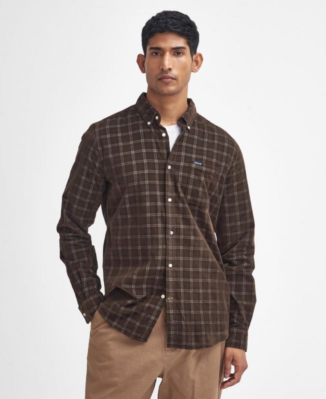 camisa harthill de veludo cotelê de manga comprida sob medida