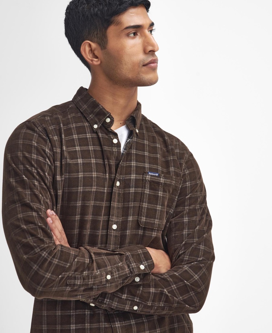 camisa harthill de veludo cotelê de manga comprida sob medida