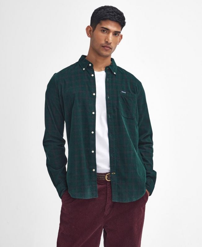camisa harthill de veludo cotelê de manga comprida sob medida