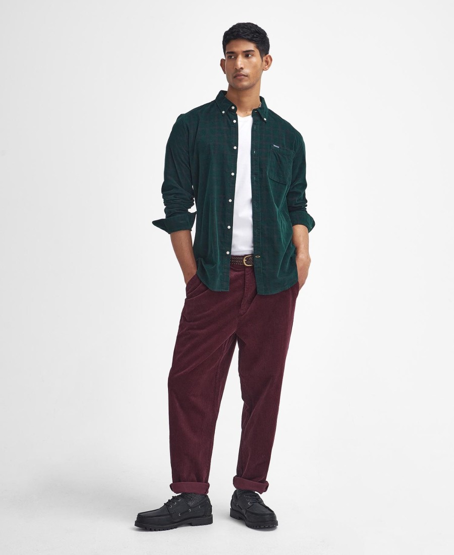 camisa harthill de veludo cotelê de manga comprida sob medida