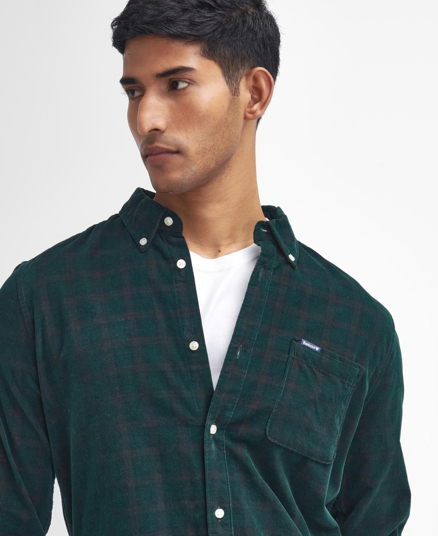 camisa harthill de veludo cotelê de manga comprida sob medida