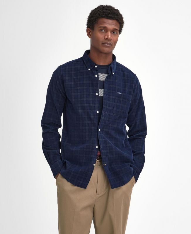 camisa harthill de veludo cotelê de manga comprida sob medida