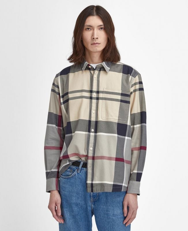 camisa renford oversized de manga comprida com estampa xadrez