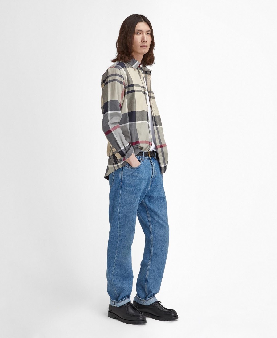 camisa renford oversized de manga comprida com estampa xadrez