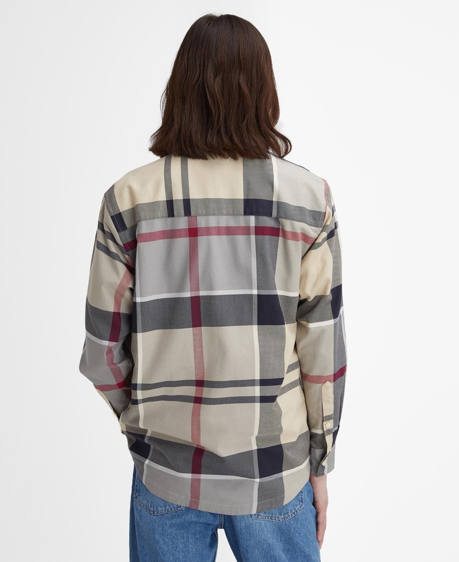 camisa renford oversized de manga comprida com estampa xadrez