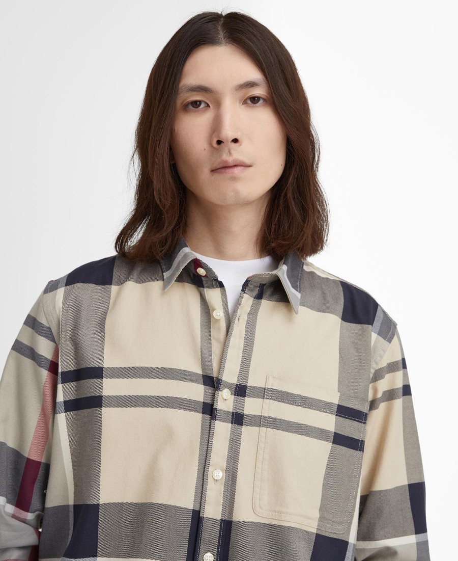 camisa renford oversized de manga comprida com estampa xadrez