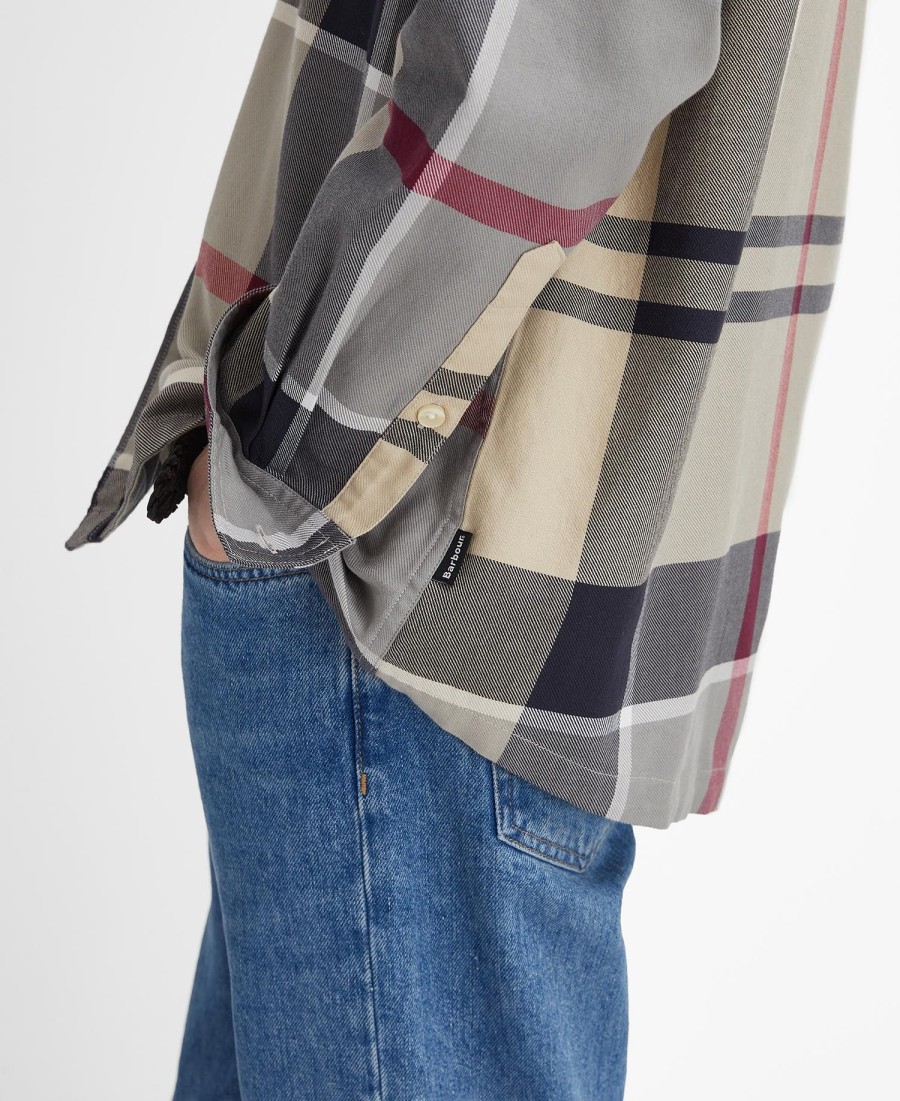 camisa renford oversized de manga comprida com estampa xadrez