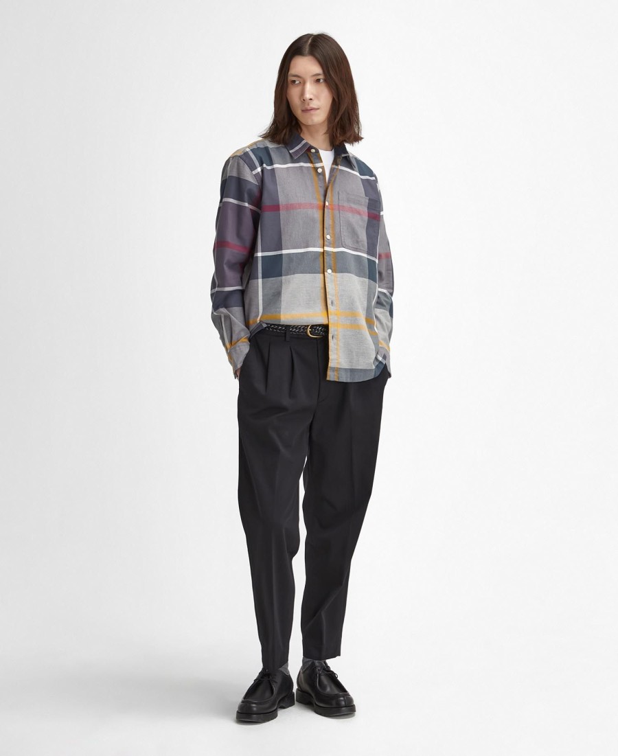 camisa renford oversized de manga comprida com estampa xadrez