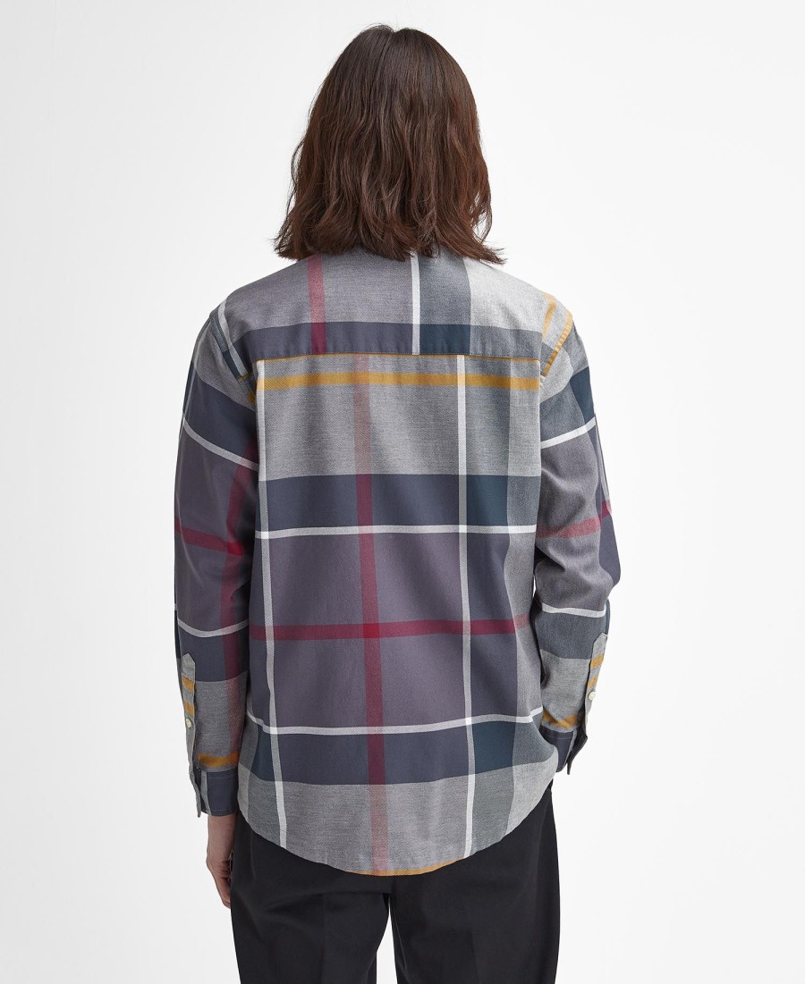 camisa renford oversized de manga comprida com estampa xadrez