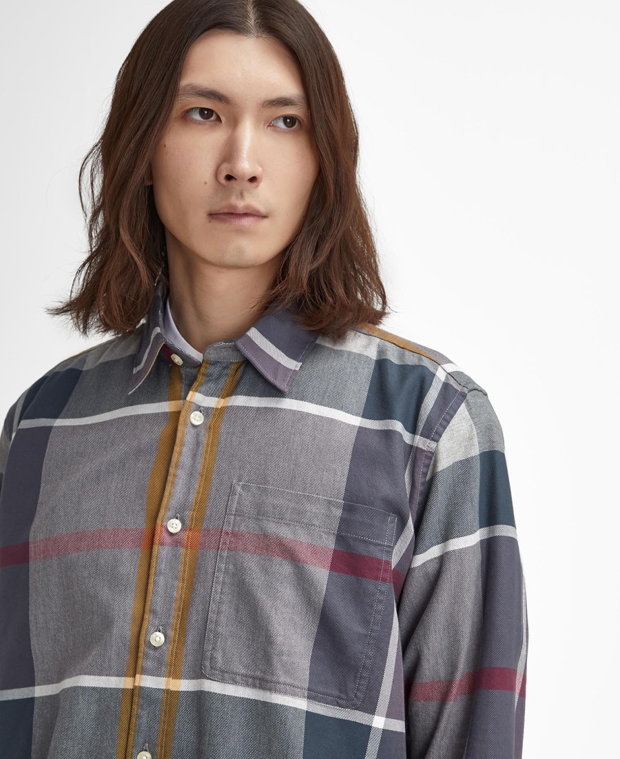 camisa renford oversized de manga comprida com estampa xadrez