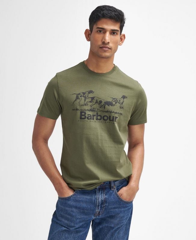 camiseta com estampa de cachorro de campo