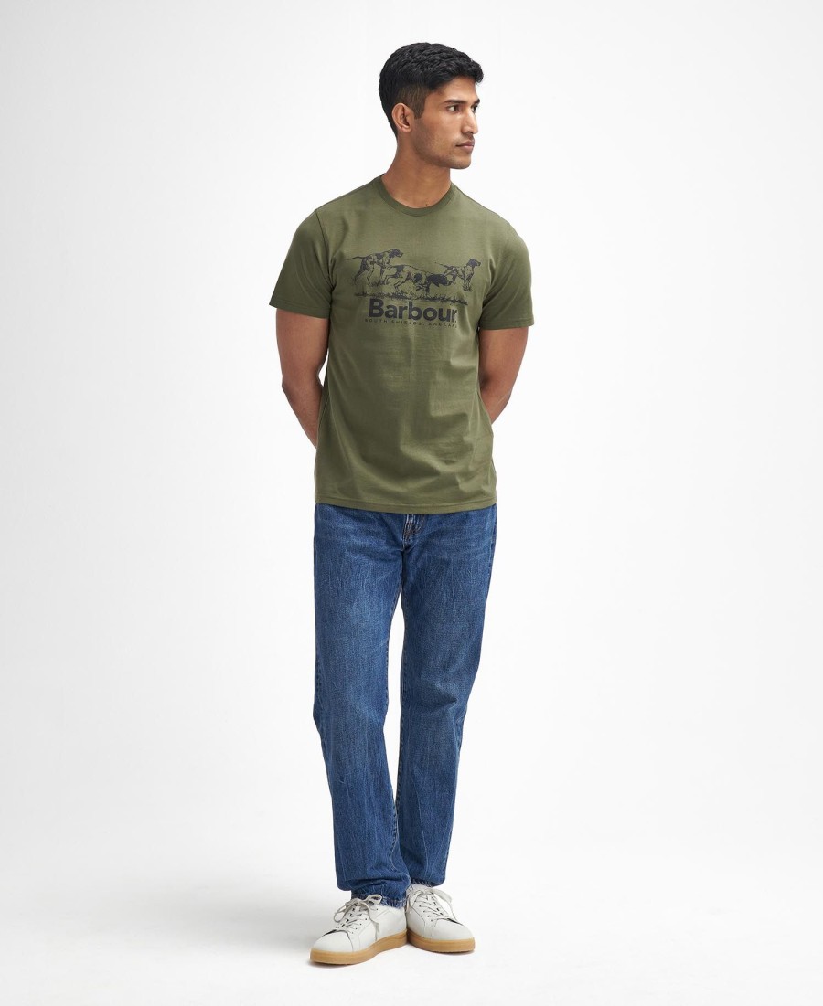 camiseta com estampa de cachorro de campo