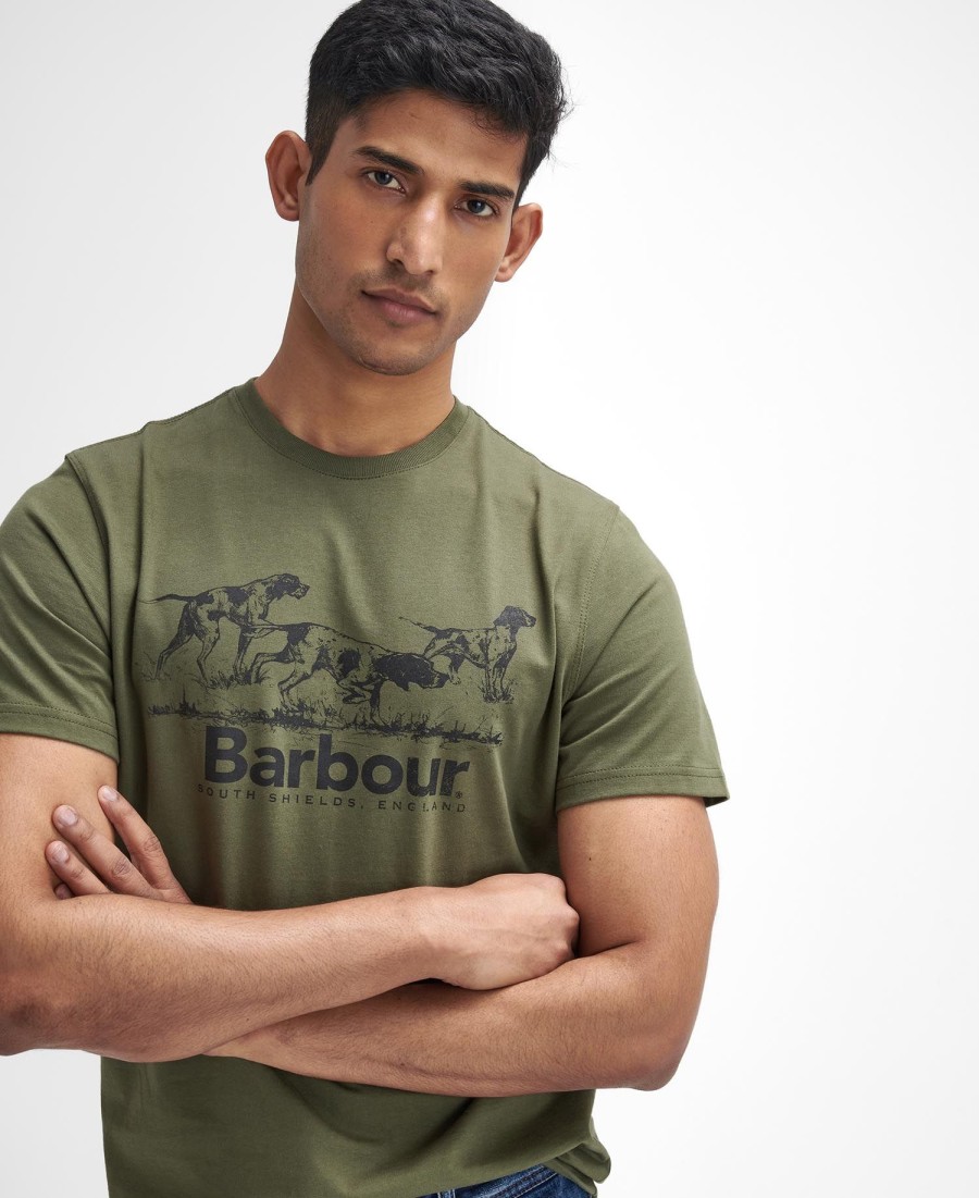 camiseta com estampa de cachorro de campo