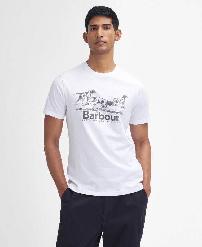 camiseta com estampa de cachorro de campo