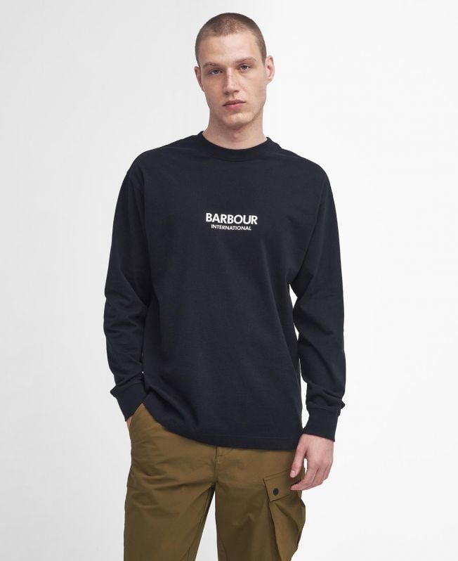 camiseta de manga comprida oversized com estampa de mapa