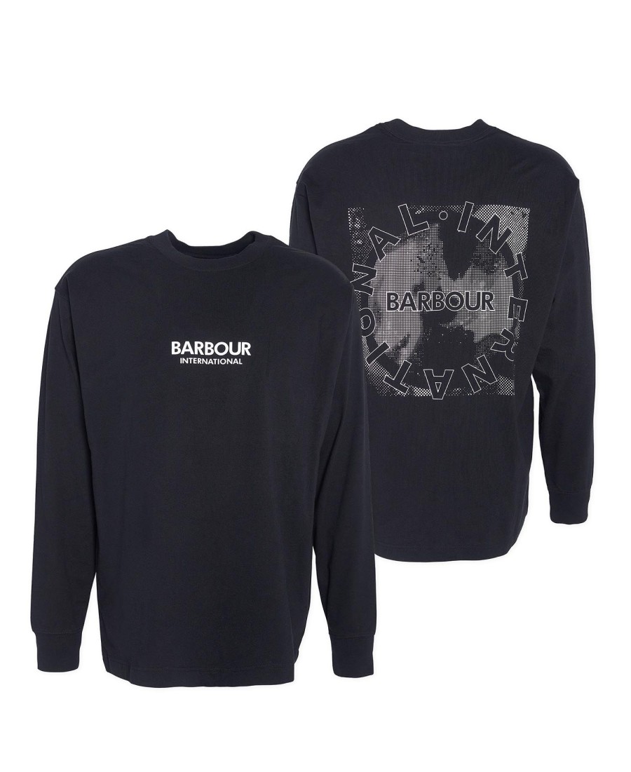 camiseta de manga comprida oversized com estampa de mapa