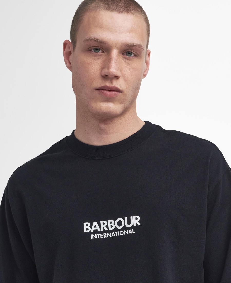 camiseta de manga comprida oversized com estampa de mapa