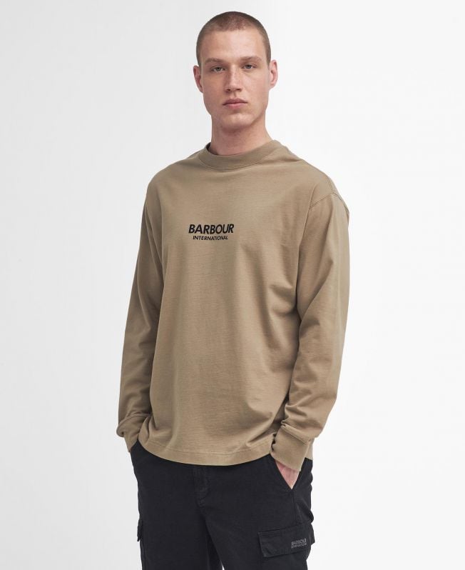 camiseta de manga comprida oversized com estampa de mapa