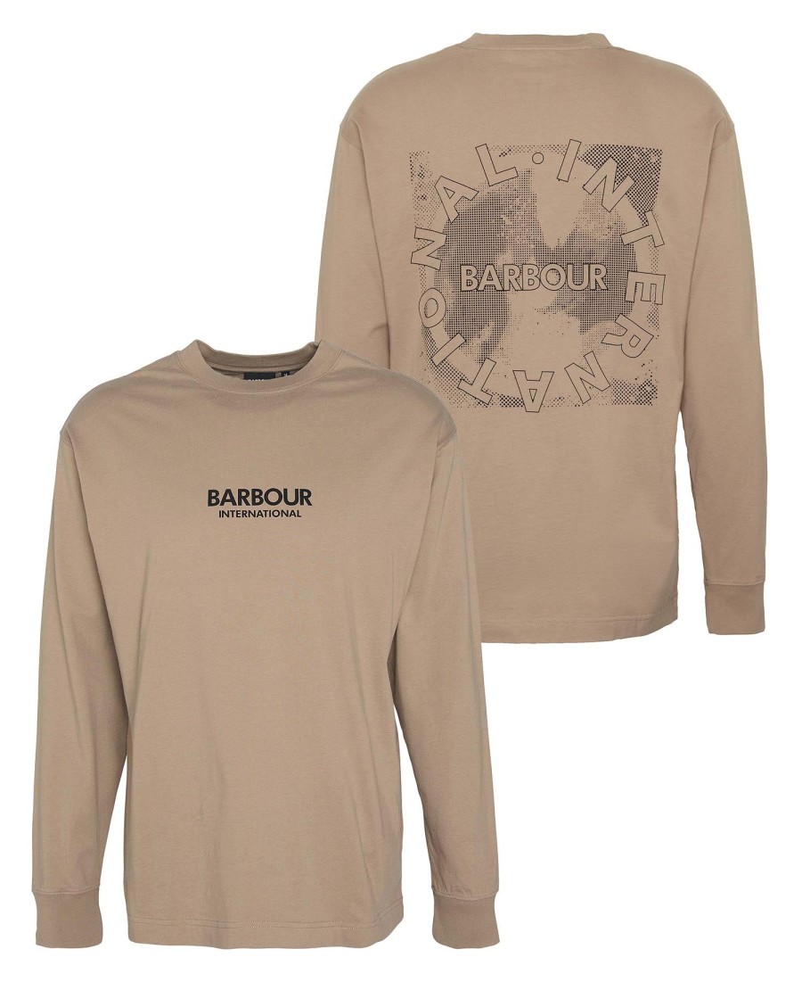 camiseta de manga comprida oversized com estampa de mapa