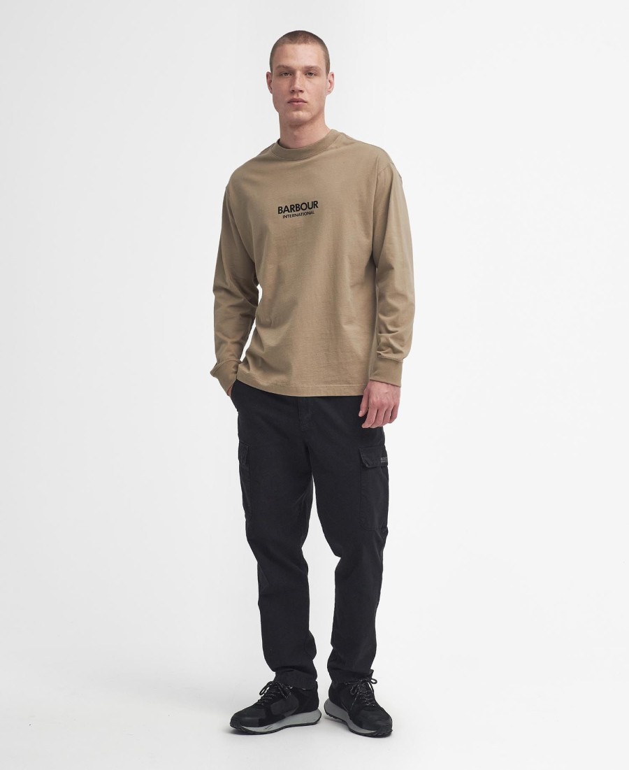 camiseta de manga comprida oversized com estampa de mapa